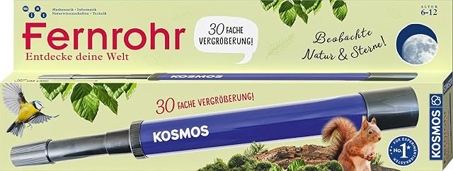 Kosmos Kinderteleskop mit Metallkörper und seinem Begleitheft