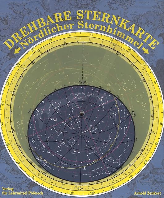 Drehbare Sternkarte für den Nordhimmel mit Planetenzeiger