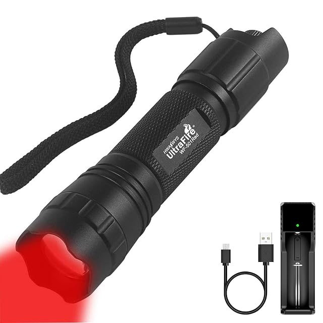 UltraFire 501R rote LED-Lampe mit Zoomkopf