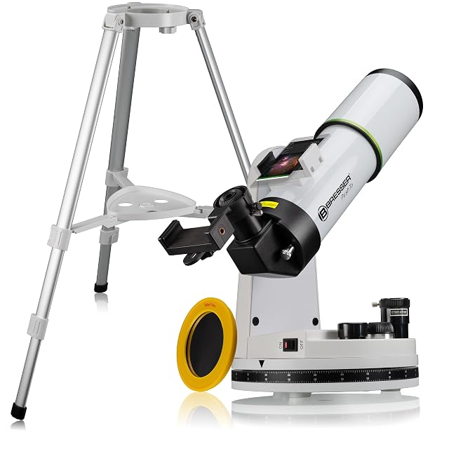 Bresser PushTo AR 80/400 Refraktor mit Feldstativ und Telefonhalterung