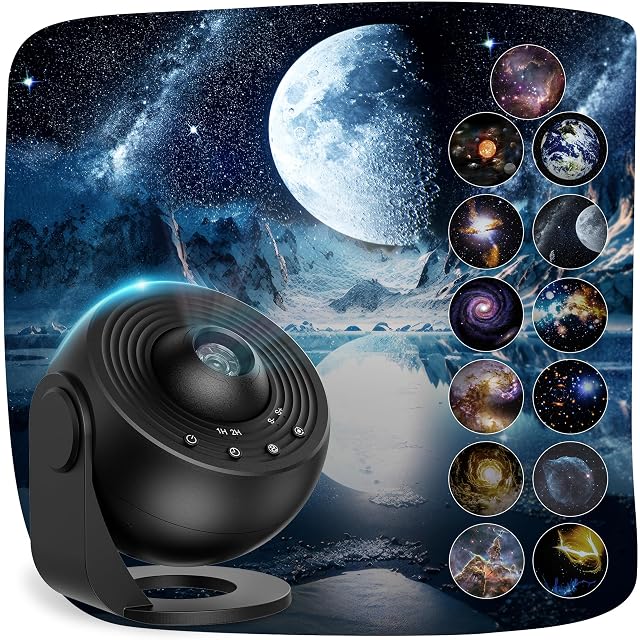 Macchiatto Galaxieprojektor mit seinen dreizehn Projektionsscheiben